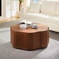 Table basse rustique ronde avec tiroir caché – Forme pétale, 90 cm