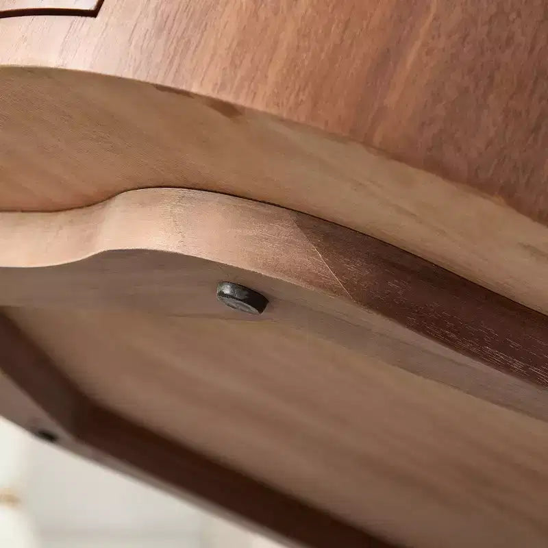 Table basse rustique ronde avec tiroir caché – Forme pétale, 90 cm