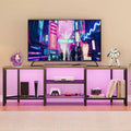 TV Stand with 4 Open Storage Shelves, Corner Entertainment Center with Power Outlet