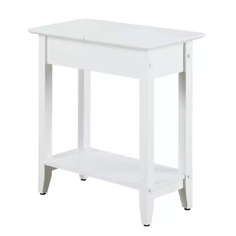 Table d'appoint relevable avec compartiment de rangement dissimulé et étagère inférieure
