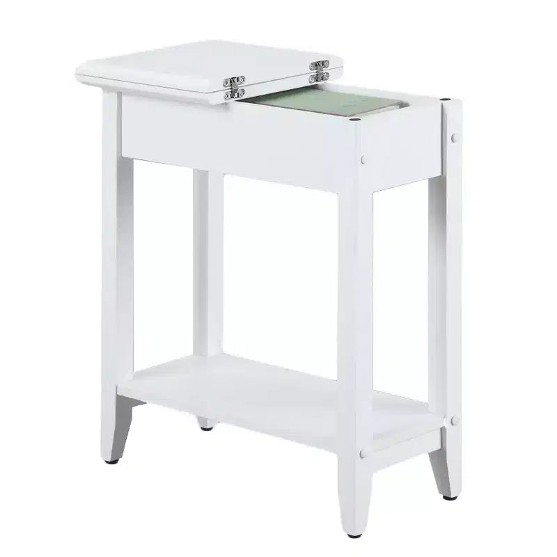 Table d'appoint relevable avec compartiment de rangement dissimulé et étagère inférieure