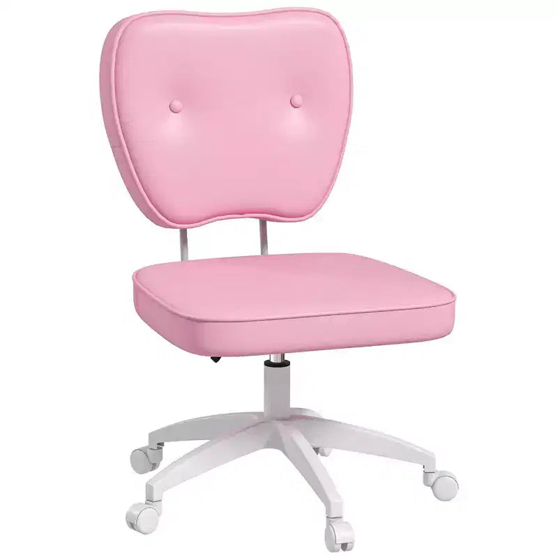 Chaise de bureau sans accoudoirs avec roulettes et hauteur réglable – Chaise de coiffeuse rose