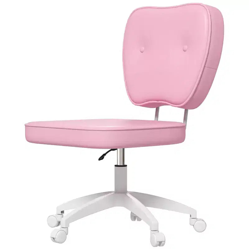 Chaise de bureau sans accoudoirs avec roulettes et hauteur réglable – Chaise de coiffeuse rose