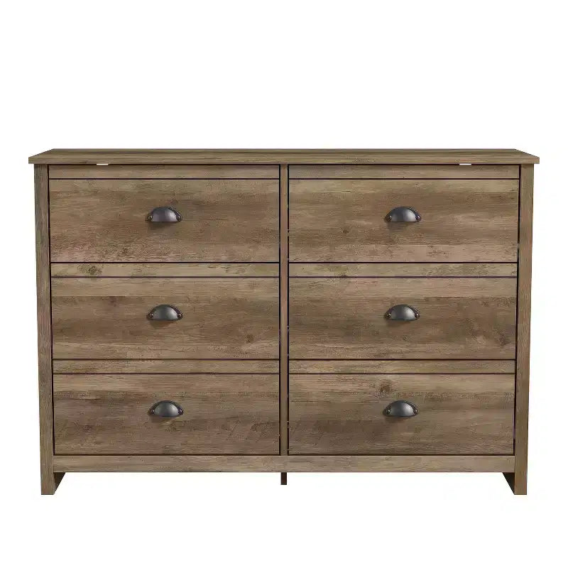 Commode 6 tiroirs avec système de verrouillage – Chêne noueux