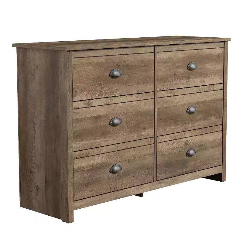 Commode 6 tiroirs avec système de verrouillage – Chêne noueux