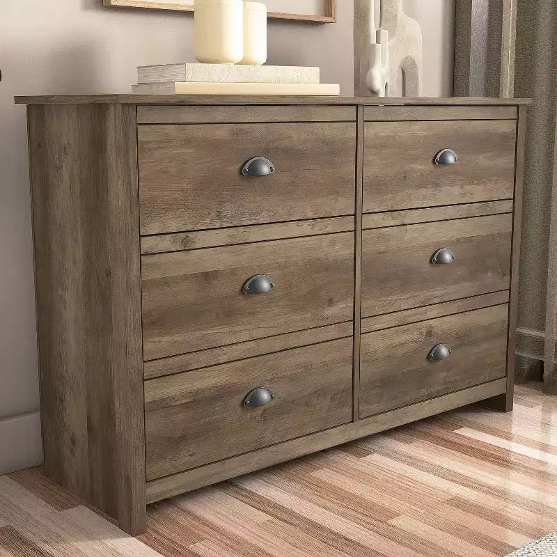 Commode 6 tiroirs avec système de verrouillage – Chêne noueux