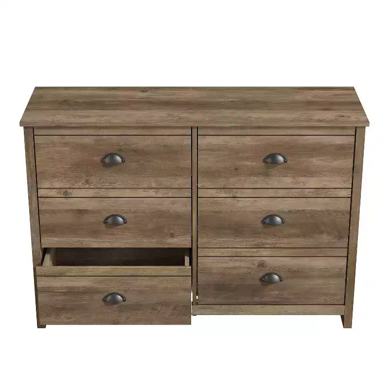 Commode 6 tiroirs avec système de verrouillage – Chêne noueux
