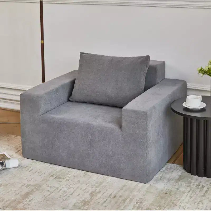 Canapé poof en mousse avec oreiller, grand canapé confortable pour salon, chambre ou espace de jeu