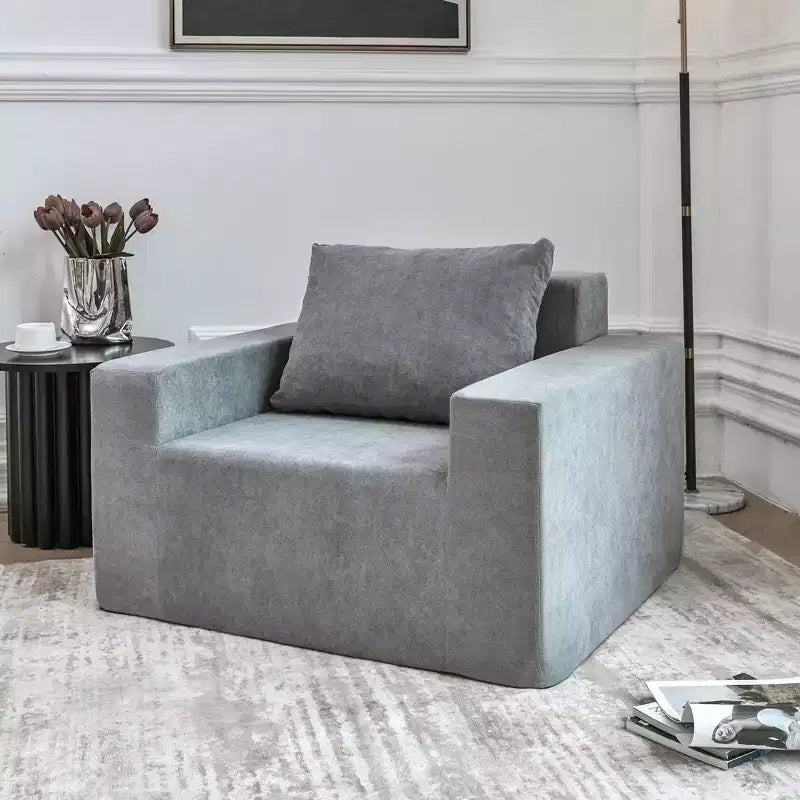 Canapé poof en mousse avec oreiller, grand canapé confortable pour salon, chambre ou espace de jeu