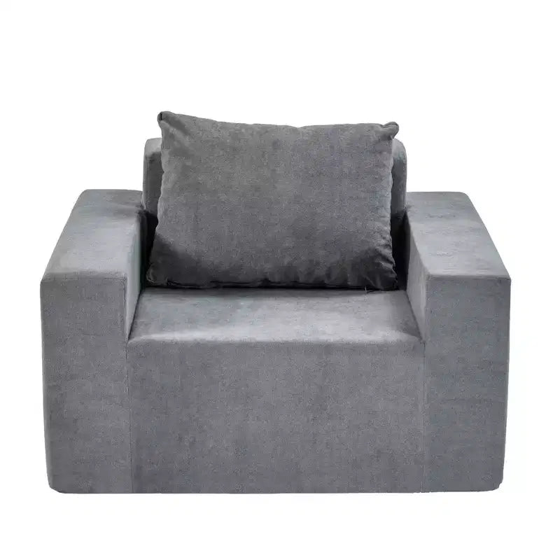Canapé poof en mousse avec oreiller, grand canapé confortable pour salon, chambre ou espace de jeu
