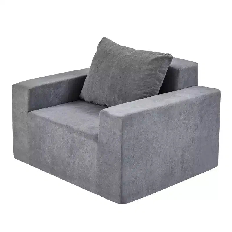 Canapé poof en mousse avec oreiller, grand canapé confortable pour salon, chambre ou espace de jeu