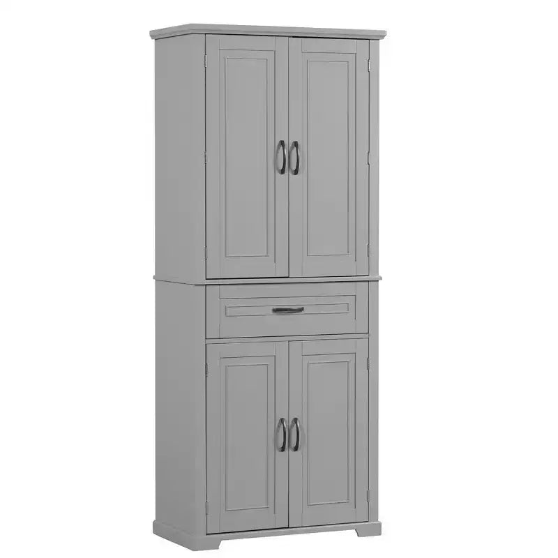 Armoire de rangement haute avec 4 portes, 1 tiroir et des étagères réglables