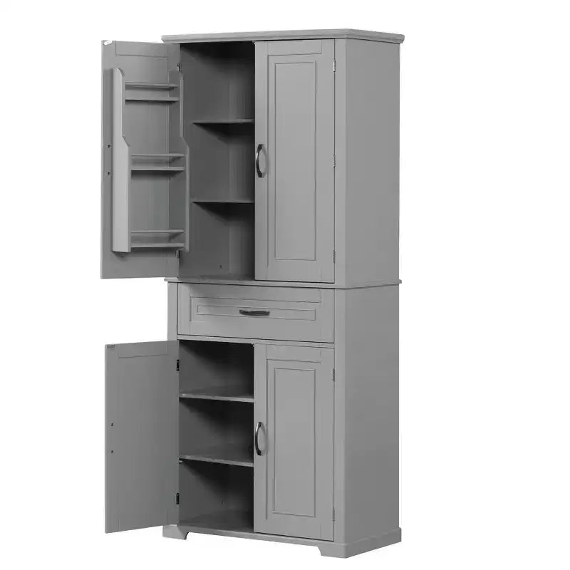 Armoire de rangement haute avec 4 portes, 1 tiroir et des étagères réglables