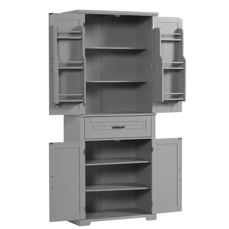 Armoire de rangement haute avec 4 portes, 1 tiroir et des étagères réglables