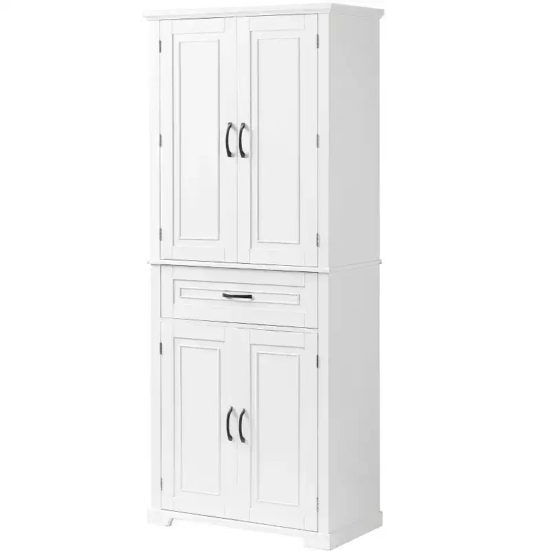 Armoire de rangement haute avec 4 portes, 1 tiroir et des étagères réglables