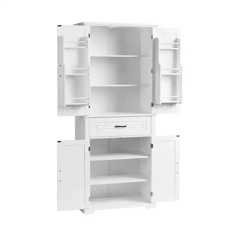 Armoire de rangement haute avec 4 portes, 1 tiroir et des étagères réglables