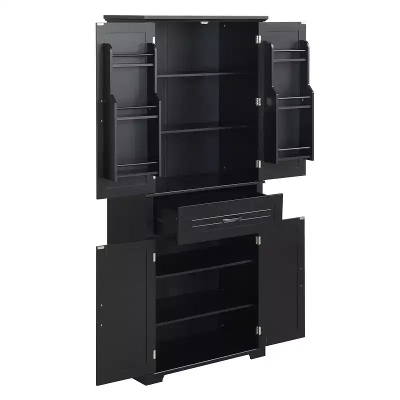 Armoire de rangement haute avec 4 portes, 1 tiroir et des étagères réglables