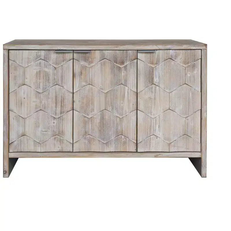 Buffet d'appoint de style rustique avec portes sculptées et rangements compartimentés
