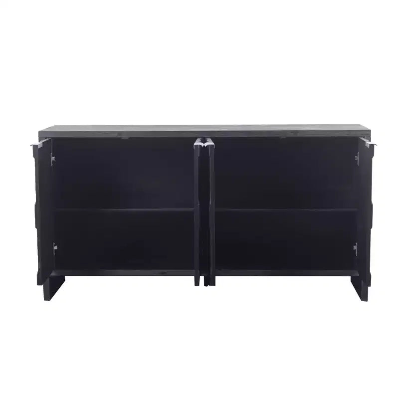 Buffet d'appoint de style rustique avec portes sculptées et rangements compartimentés
