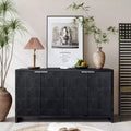 Buffet d'appoint de style rustique avec portes sculptées et rangements compartimentés
