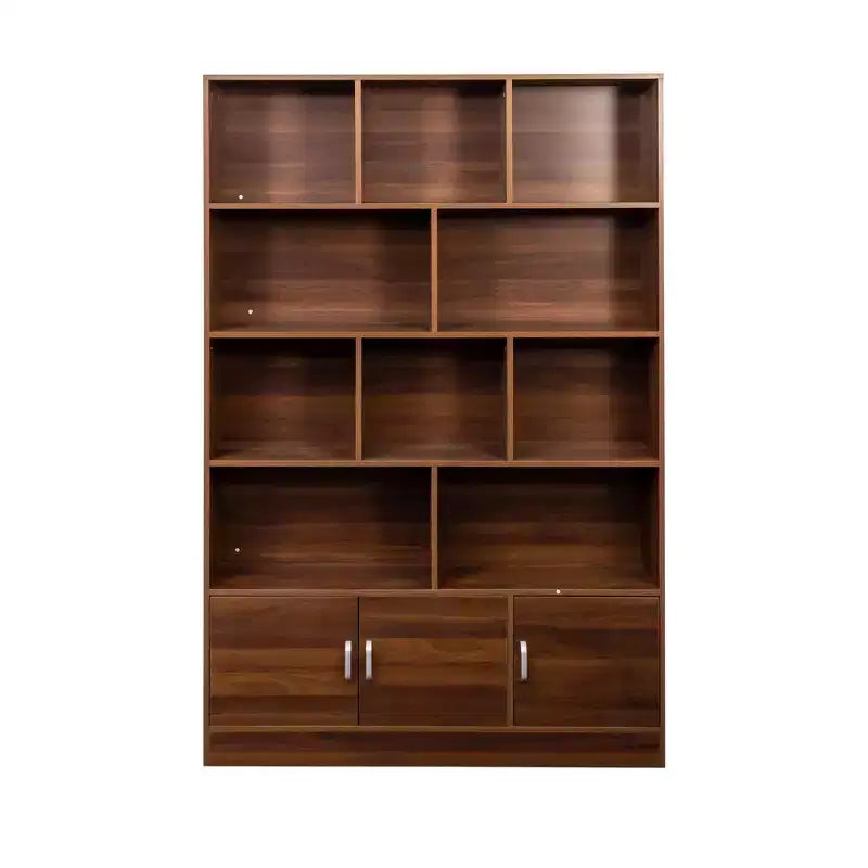 Étagère moderne à 4 niveaux avec 10 compartiments ouverts et 3 portes – 180 cm