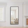 Miroir de plain-pied en alliage d'aluminium avec support – Noir