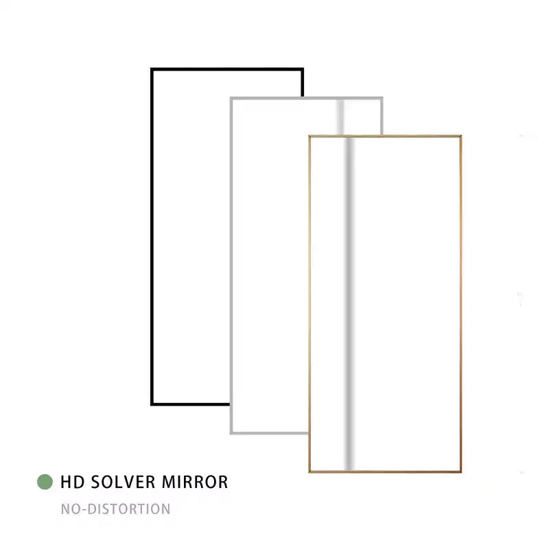 Miroir de plain-pied en alliage d'aluminium avec support – Noir