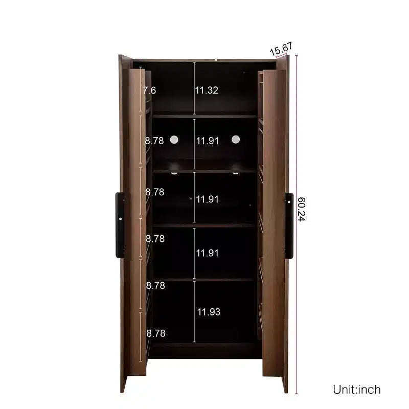 Meuble de cuisine garde-manger moderne de 160 cm de haut avec 2 portes et étagères réglables