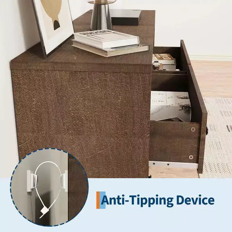 Commode à 6 tiroirs et meuble TV avec détails cannelés, organisateur de rangement en bois pour chambre à coucher, salon ou couloir