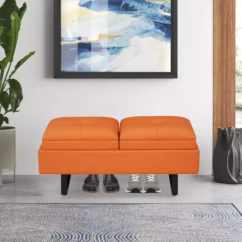 Banc d'entrée en similicuir pour salle d'attente ou couloir