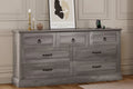 59inche Wide Farmhouse 7 Drawers Dresser Wood Rustic Drawers with Nice Texture Vintage Design Storage Dressers Organizer