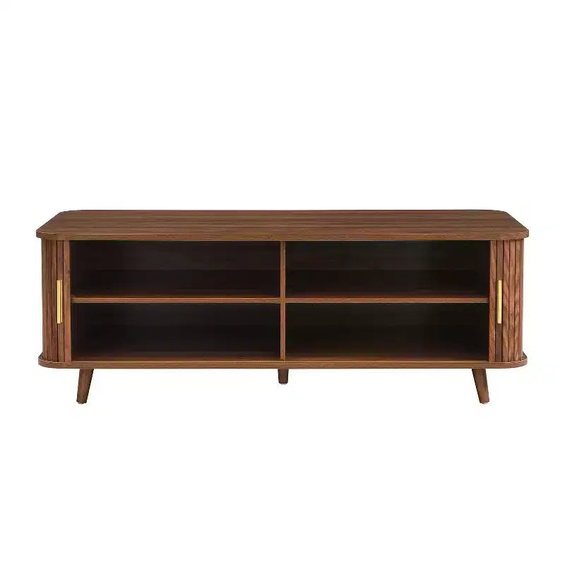 Table basse de rangement moderne avec portes coulissantes et étagères réglables
