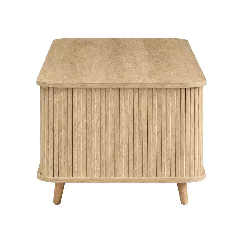Table basse de rangement moderne avec portes coulissantes et étagères réglables