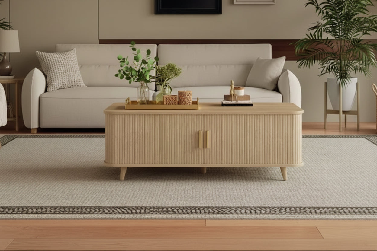 Christopher Knight Home Nova Sliding Door Storage Coffee Table with Adjustable Shelves