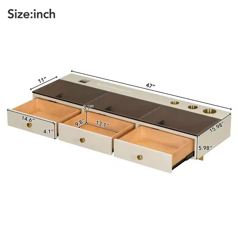 Coiffeuse flottante moderne avec tiroir, table de maquillage murale
