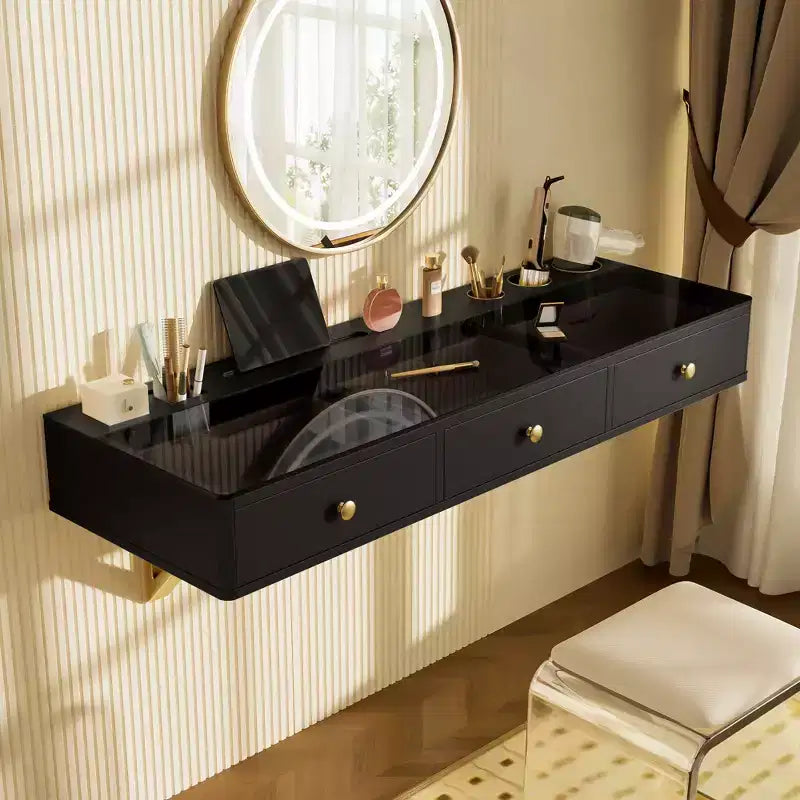 Coiffeuse flottante moderne avec tiroir, table de maquillage murale