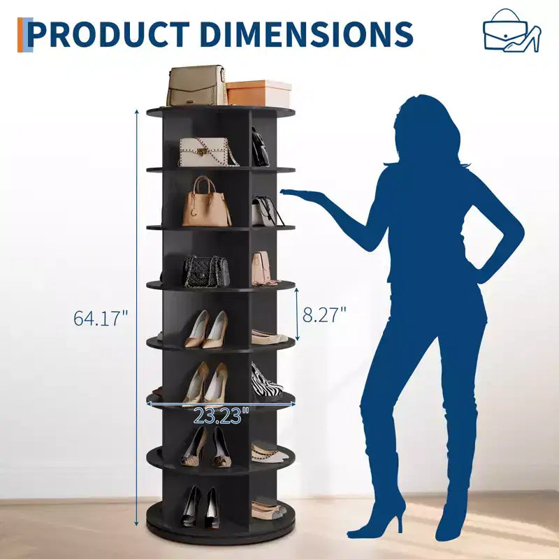 Tour à chaussures rotative sur pied à 7 niveaux, Présentoir à chaussures, Organisateur de chaussures vertical pivotant à 360° pour entrée, chambre, Blanc