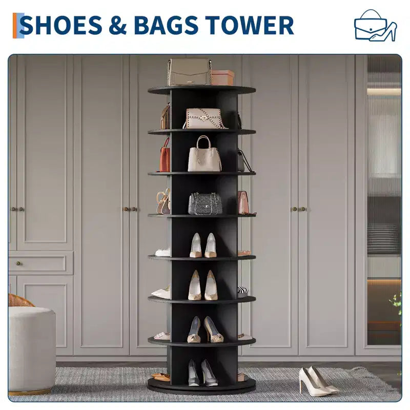Tour à chaussures rotative sur pied à 7 niveaux, Présentoir à chaussures, Organisateur de chaussures vertical pivotant à 360° pour entrée, chambre, Blanc