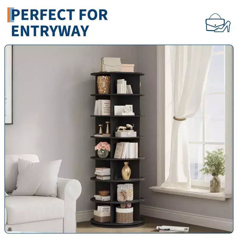 Tour à chaussures rotative sur pied à 7 niveaux, Présentoir à chaussures, Organisateur de chaussures vertical pivotant à 360° pour entrée, chambre, Blanc