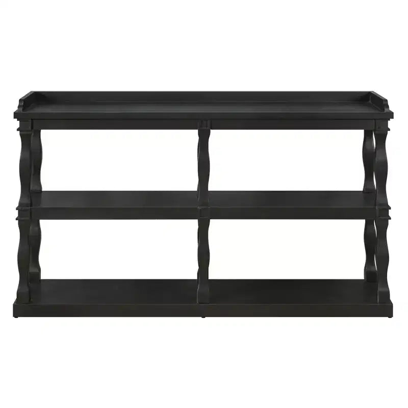 Console étroite avec 3 étagères ouvertes et pieds colonnes romaines – 152 cm