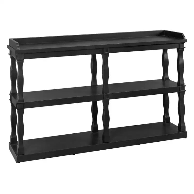 Console étroite avec 3 étagères ouvertes et pieds colonnes romaines – 152 cm