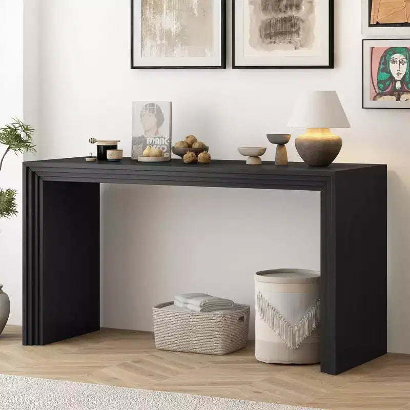 Console moderne avec placage en paulownia et plateau épais – 150 cm