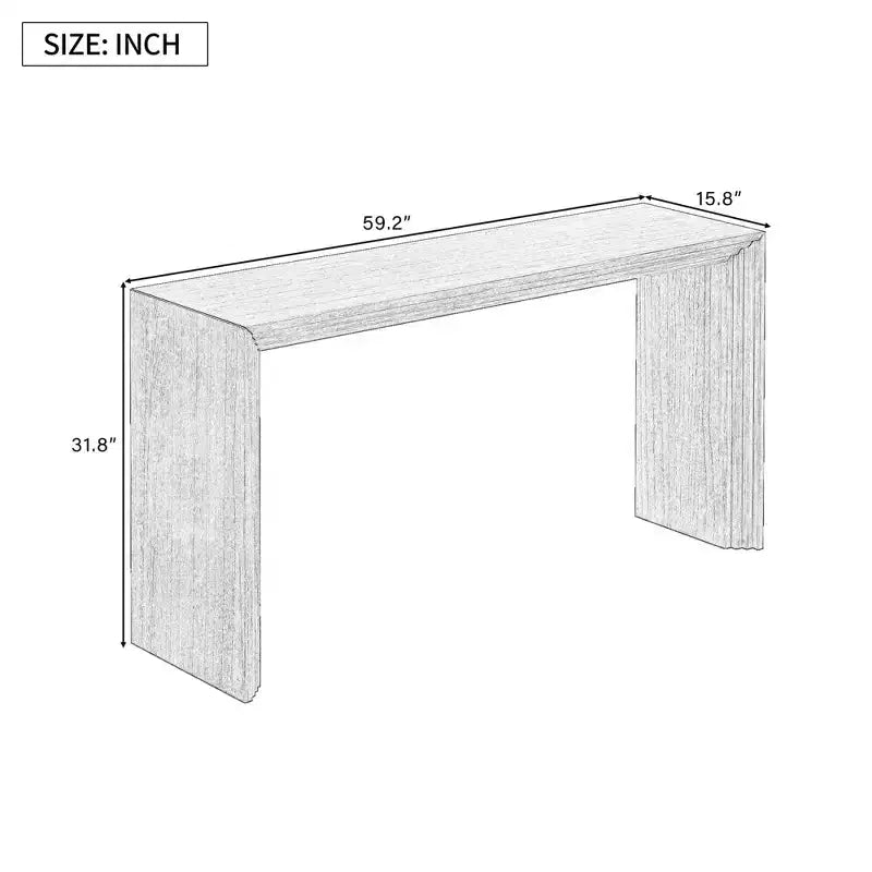 Console moderne avec placage en paulownia et plateau épais – 150 cm