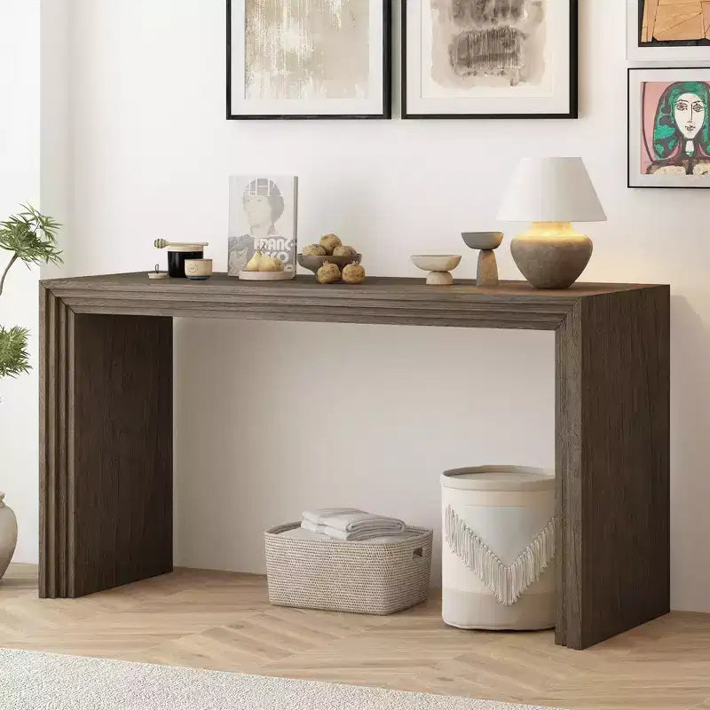 Console moderne avec placage en paulownia et plateau épais – 150 cm