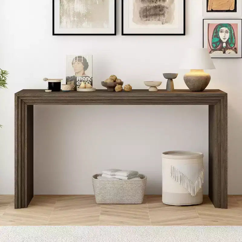 Console moderne avec placage en paulownia et plateau épais – 150 cm