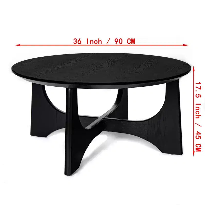 Table basse ronde avec piètement sculptural – Noir, 91 cm