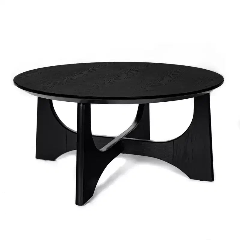 Table basse ronde avec piètement sculptural – Noir, 91 cm