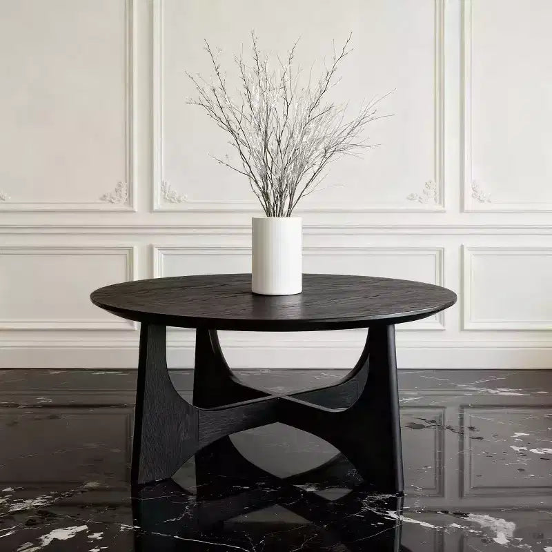 Table basse ronde avec piètement sculptural – Noir, 91 cm