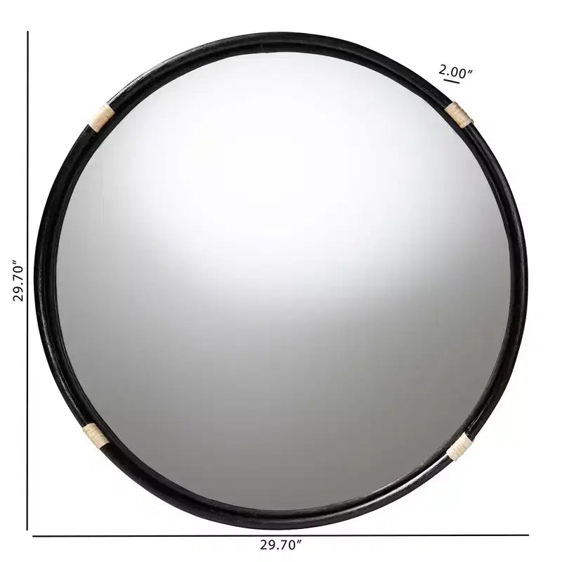 Miroir mural rond en rotin fait main – Cadre naturel bohème, 75,4 cm