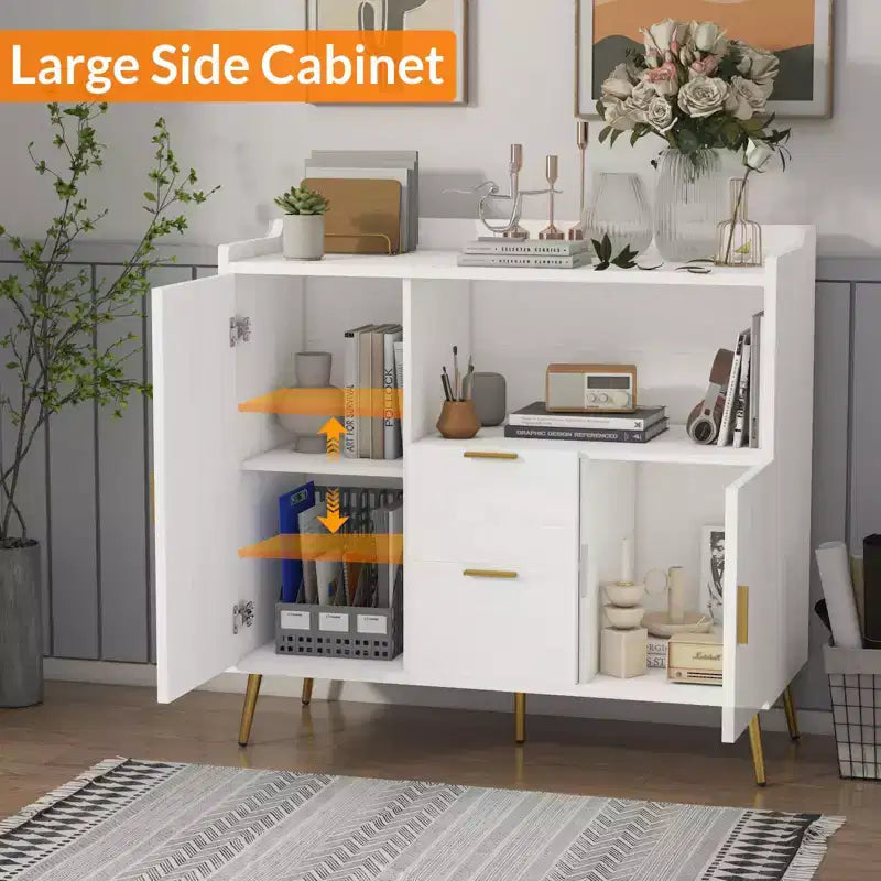 Meuble Micro-ondes de Cuisine 102 cm, Buffet de Ferme avec Rangement et Tiroirs